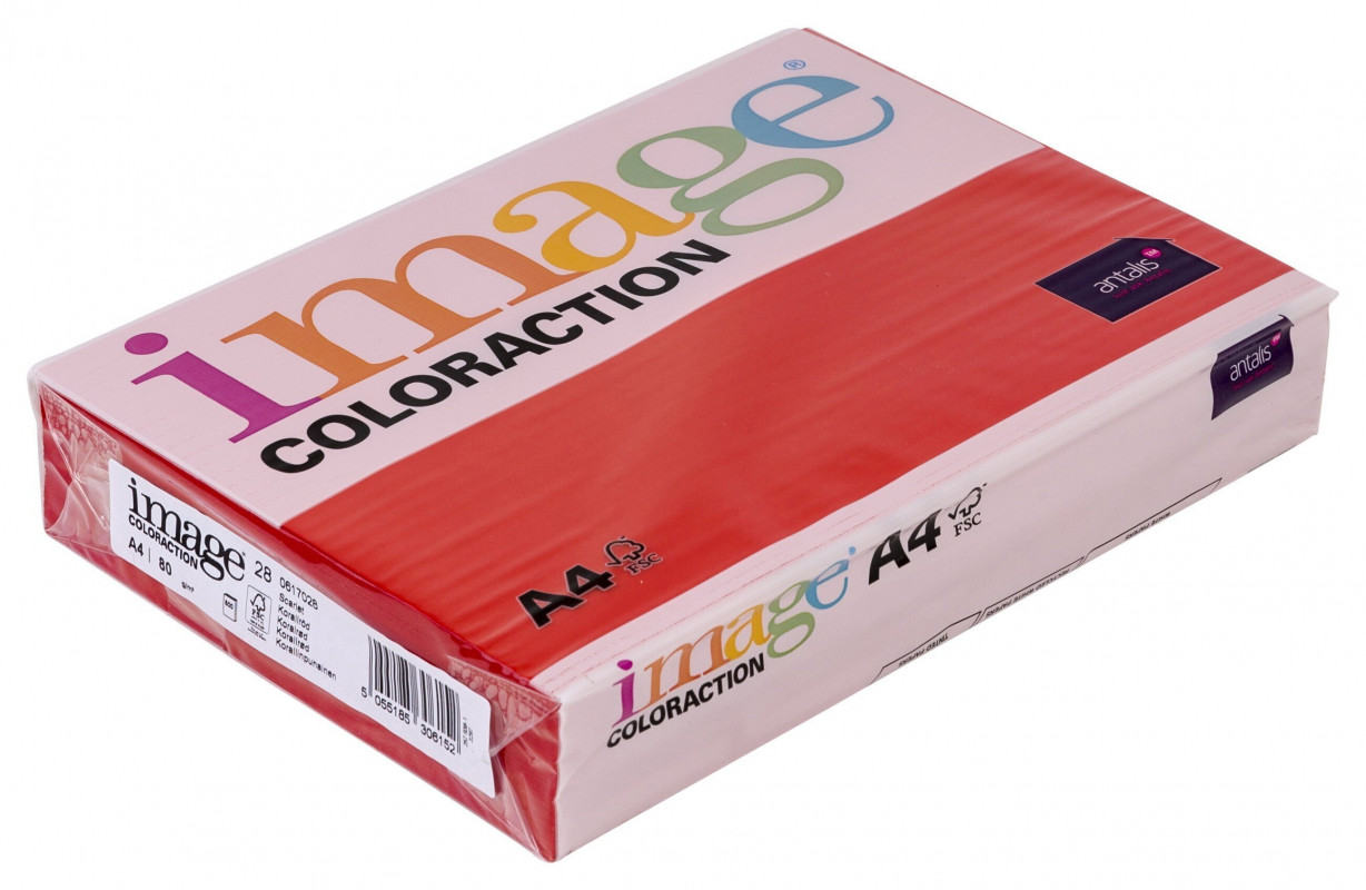 Krāsains papīrs IMAGE COLORACTION 80g/m2, A4 500 loksnes/iepak., koraļļu sarkanā krāsā (LONDONA)