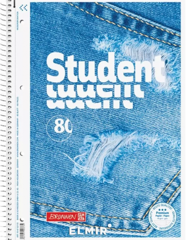 Klade A4 ar spirāli , Jeans, līniju