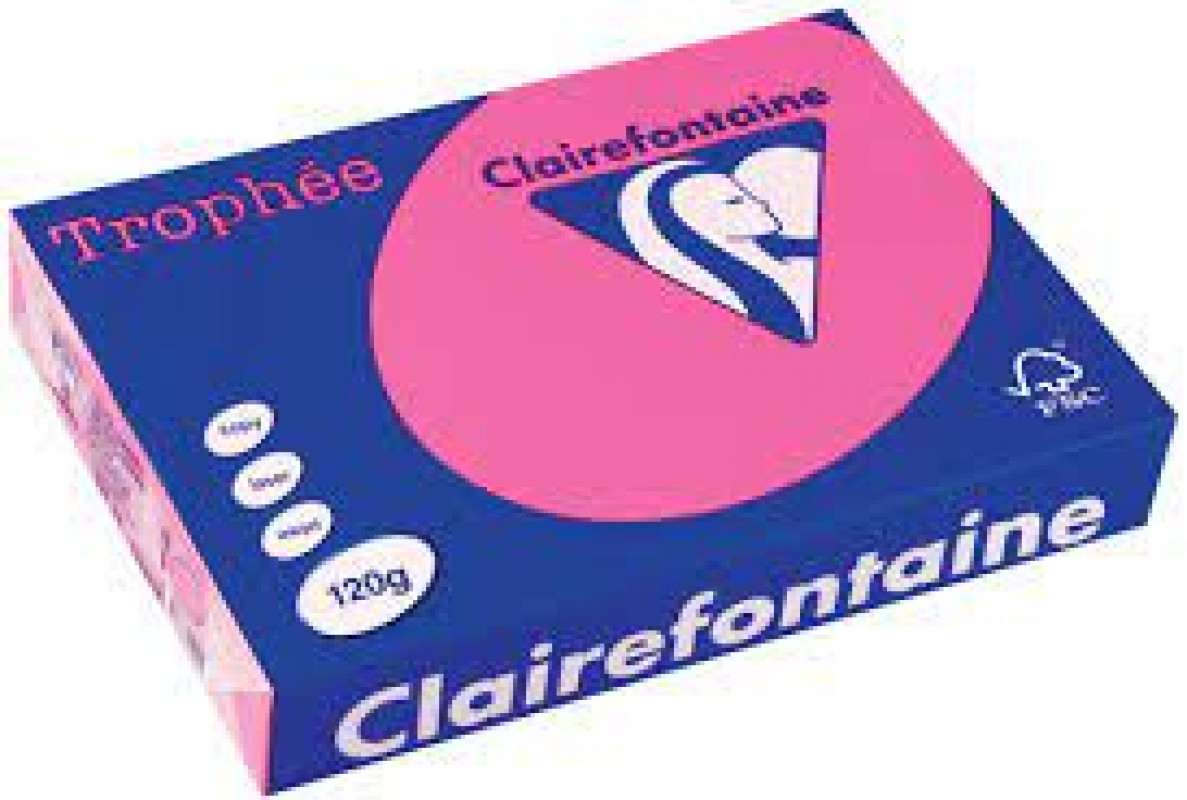 Krāsainais biroja papīrs Clairefontaine Krāsainais papīrs A4 120g/m2 (250 lpp/iep.) rozā