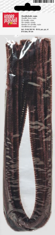 Šenila stieples 8 mm 500 mm 10 gab. sepijas krāsā