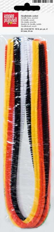 Šenila stieples 8 mm 500 mm 10 gab. dažādas krāsas