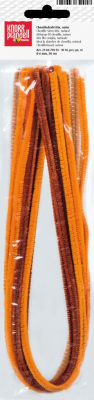 Šenila stieples 6 mm 500 mm 10 gab. dabas toņi