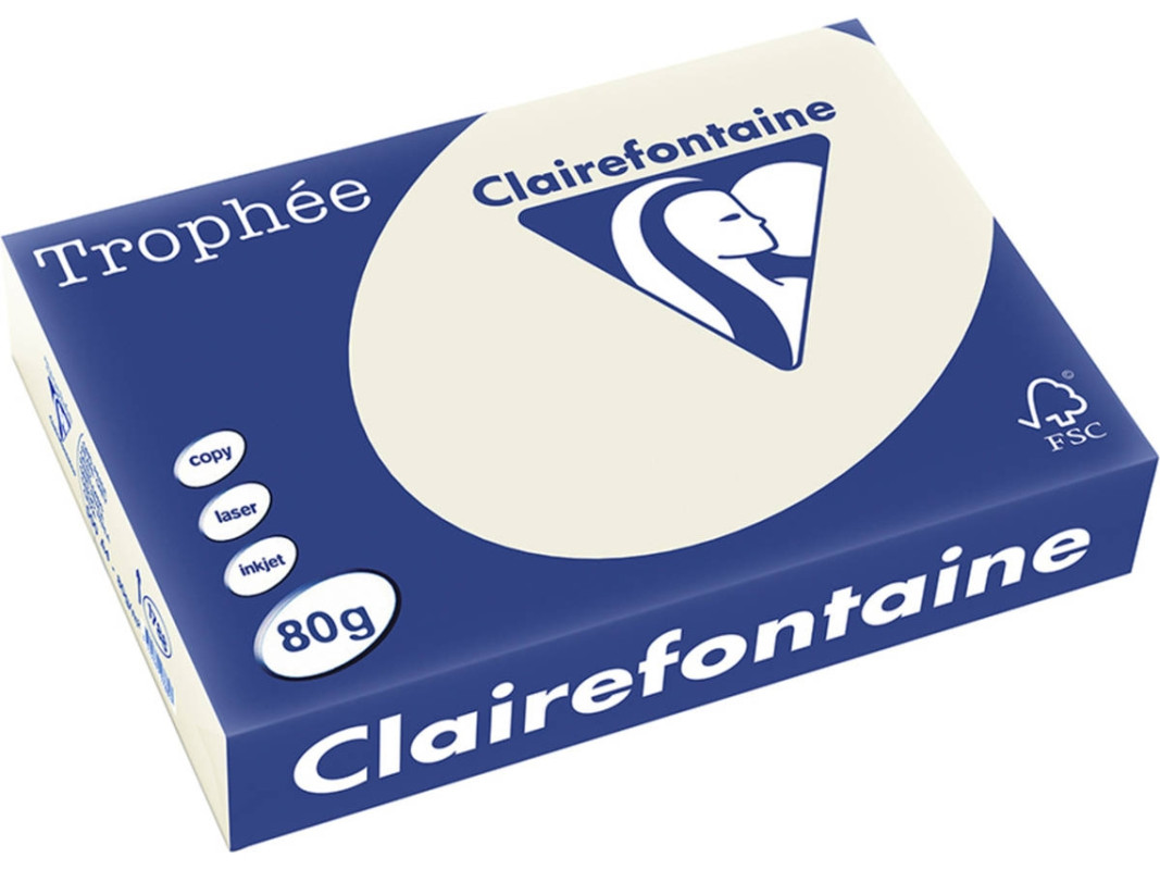 Krāsains papīrs 80 g/m² 500 loksnes pelēks Clairefontaine