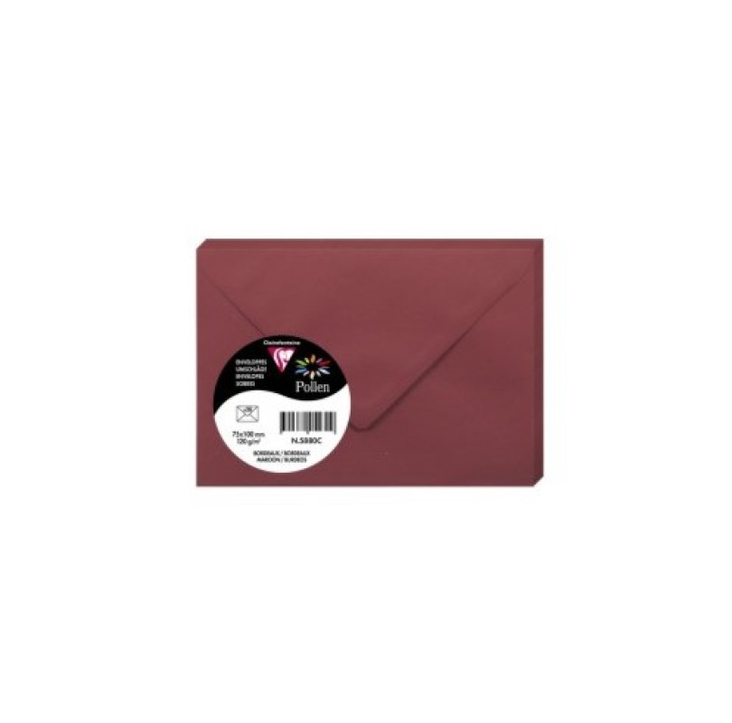 Aploksne C7 75x100mm 120g/m² maroon/sarkana Pollen 1gab.