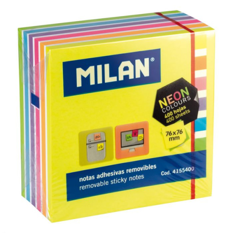 Līmlapiņu kubs 76x76mm 400l. neona krāsās Milan