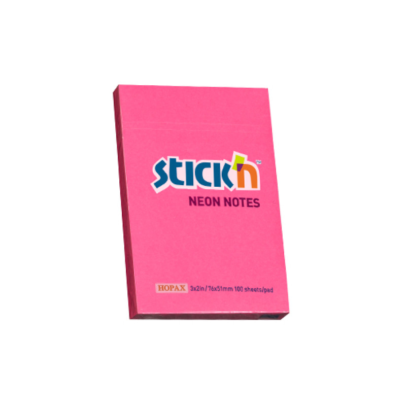 Līmlapiņas 51x76mm 100l. neona rozā Stick'N