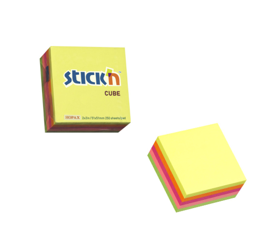 Līmlapiņu kubs 51x51mm 250l. krāsains Stick'N