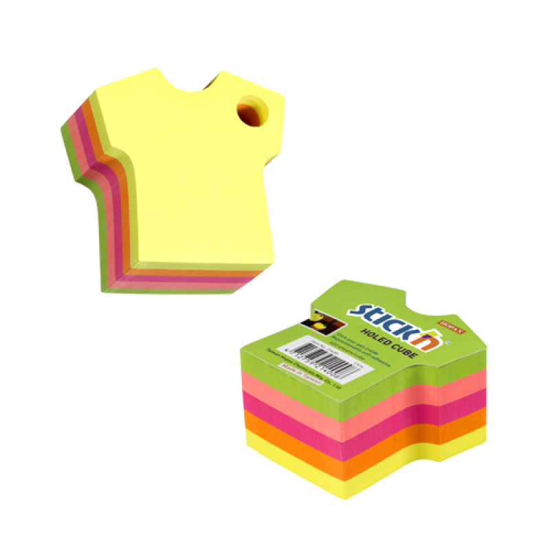 Līmlapiņu kubs 70x70mm 400l. neona krāsās krekla formā Stick'N