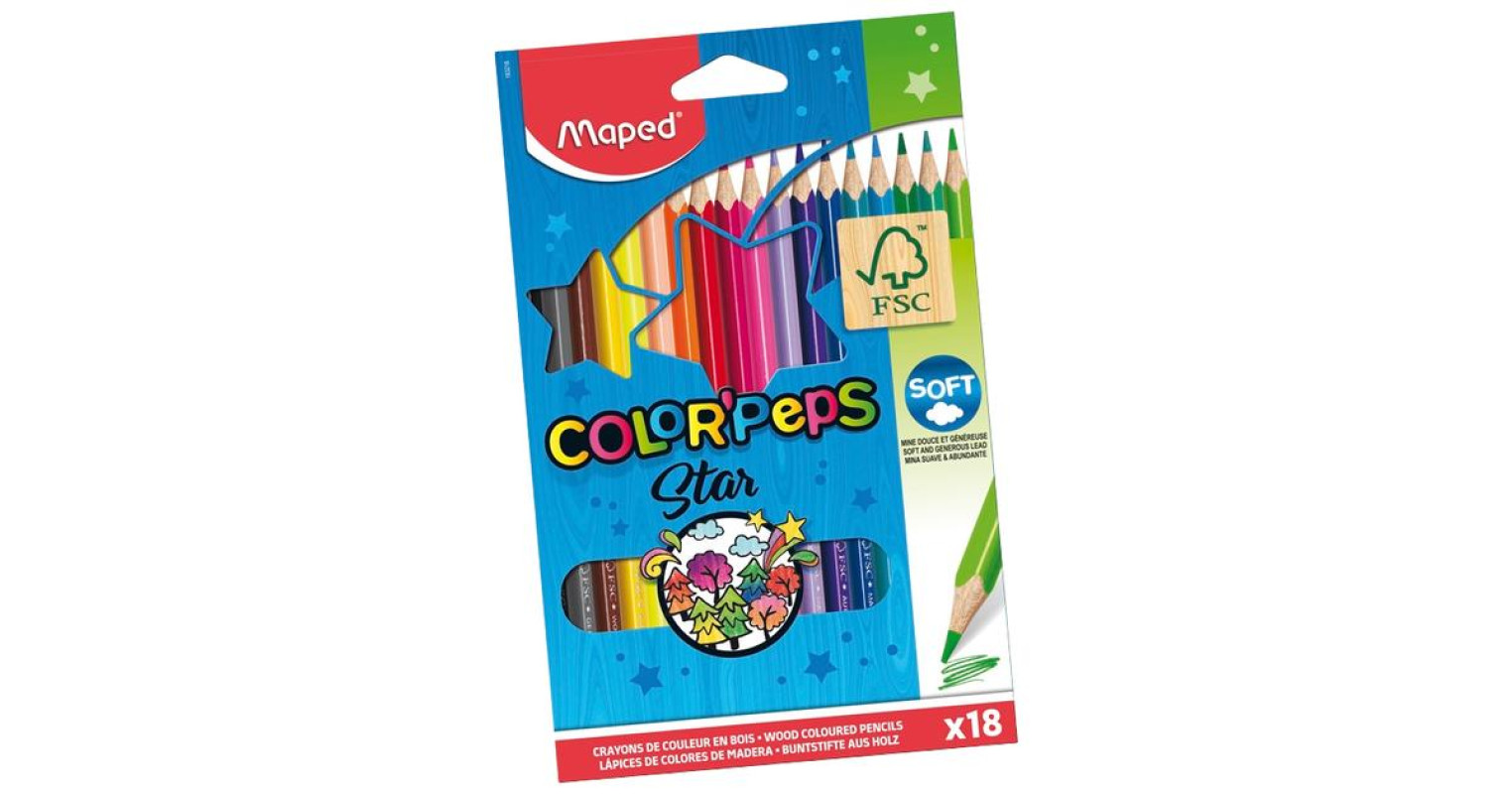 Krāsainie zīmuļi 18 krāsas Maped Color'Peps