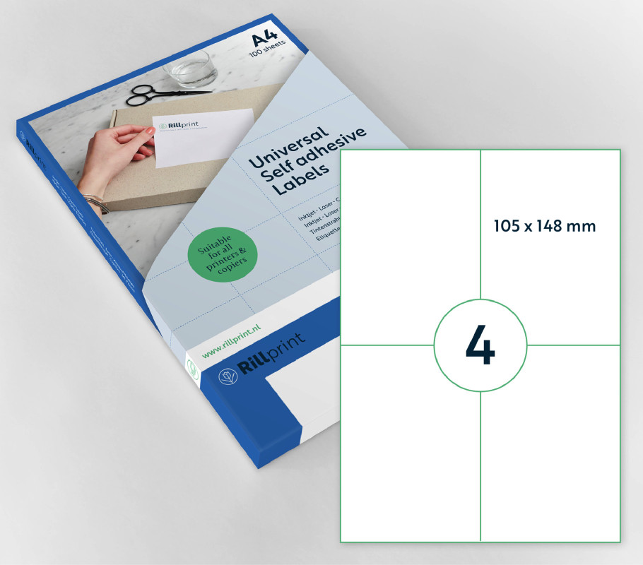 Uzlīmes A4 105x148mm 100 loksnes baltas Rillprint