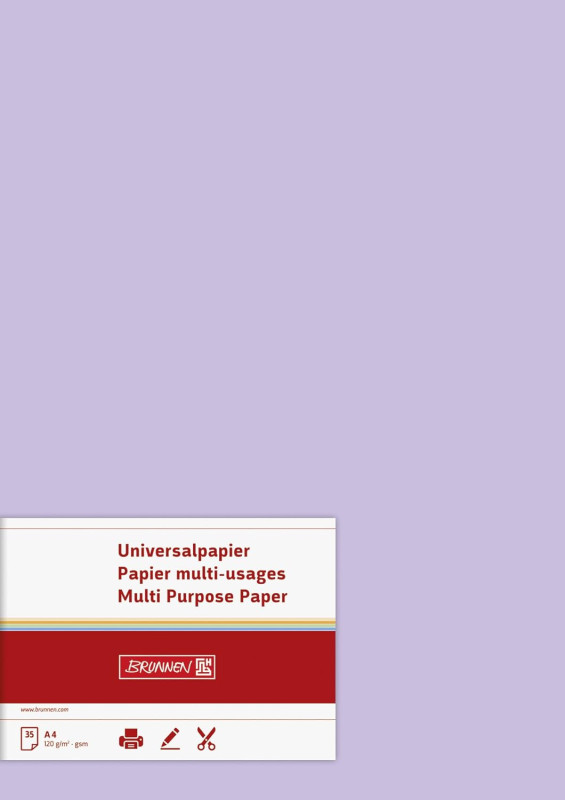 Krāsains papīrs A4 120g/m² 1 loksne ceriņkrāsa Brunnen