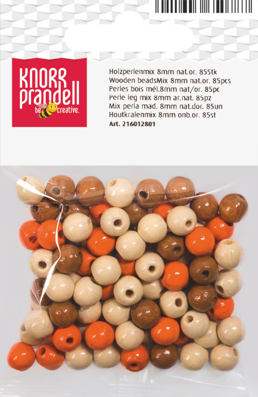 Koka pērlītes 8mm 85gab. 3 krāsās Knorr Prandell