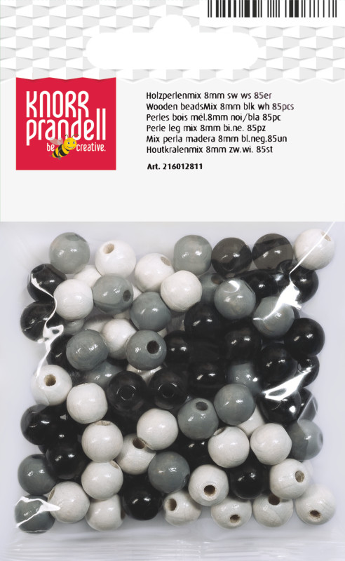 Koka pērlītes 8mm 85gab. 3 krāsās Knorr Prandell