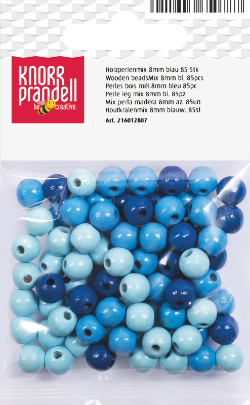 Koka pērlītes 8mm 85gab. zilos toņos Knorr Prandell