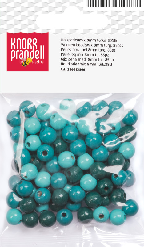 Koka pērlītes 8mm 85gab. tirkīza toņos Knorr Prandell