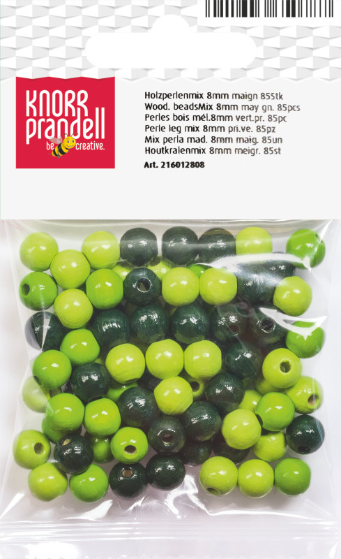 Koka pērlītes 8mm 85gab. gaiši zaļos toņos Knorr Prandell