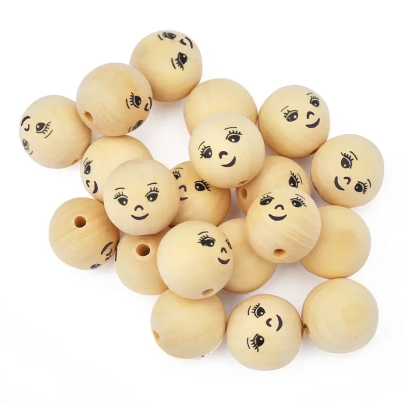 Koka bumbiņas 30mm 1gab. ar sejiņām Playbox