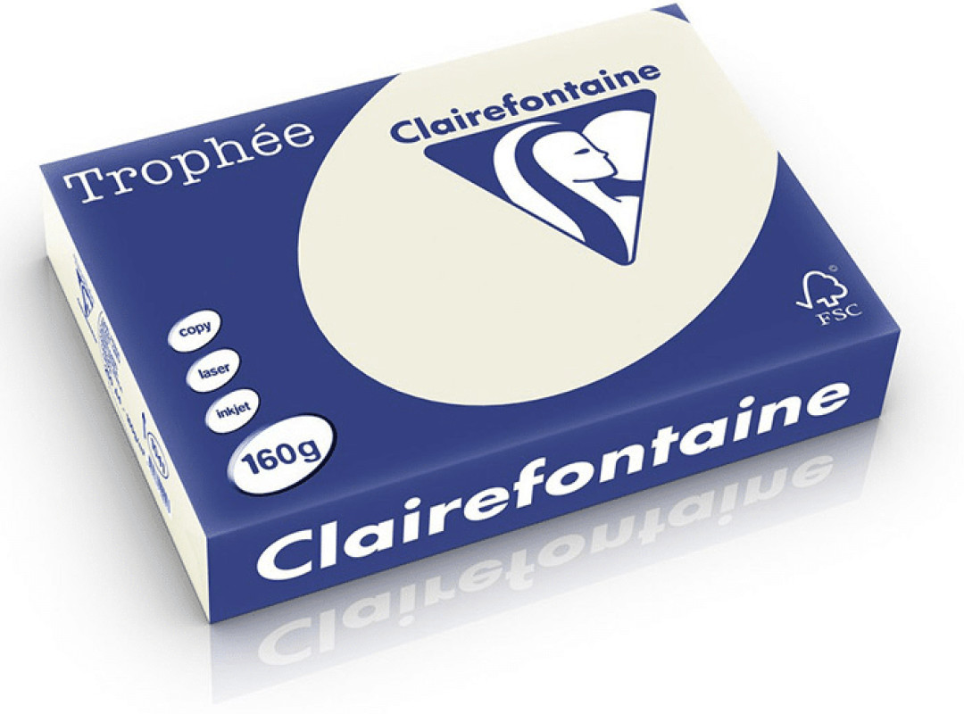 Krāsains papīrs A4 160g/m² 250 loksnes pelēks Clairefontaine