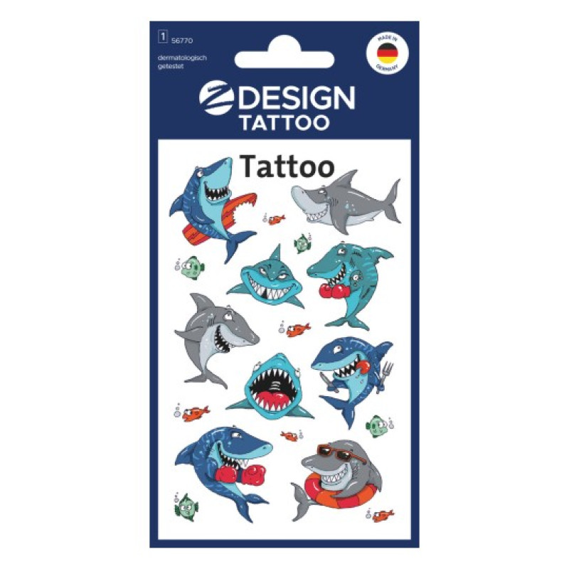 Tetovējumu uzlīmes 1 loksne haizivis Avery