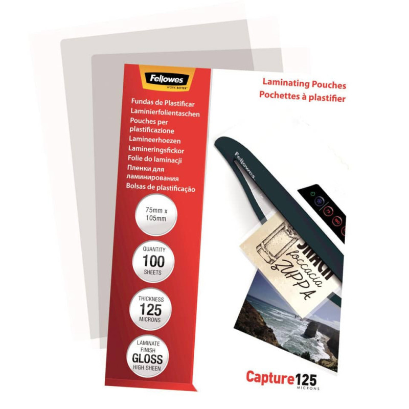Laminēšanas plēves A7 (75x105mm) 125 µm 100 gab. Fellowes