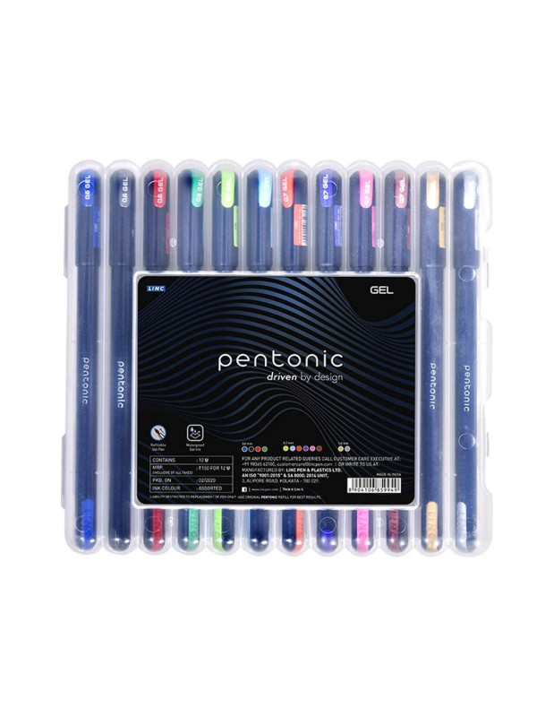 Gēla pildspalvu komplekts 12 krāsas 0,6-1,0mm Pentonic
