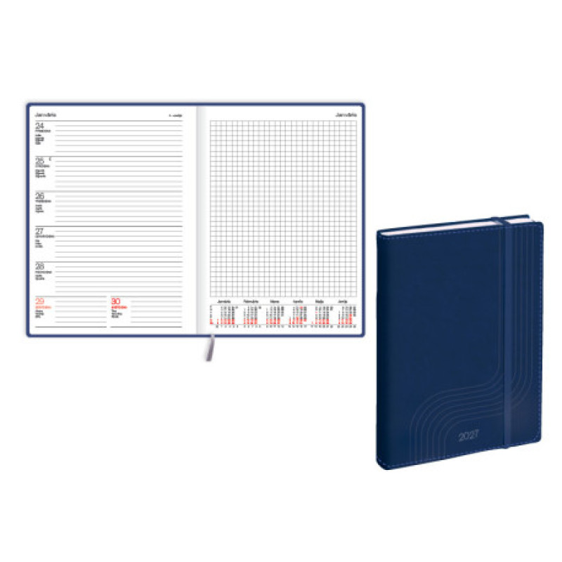 Dienasgrāmata Quadro Soft, mākslīgās ādas vāki, Balts