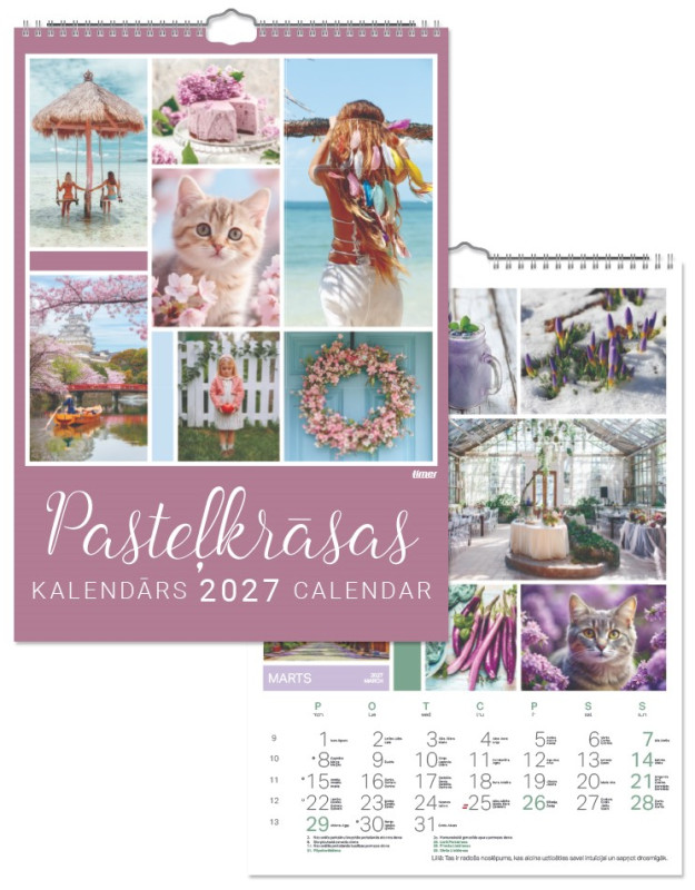 Sienas kalendārs Pasteļkrāsas 2027