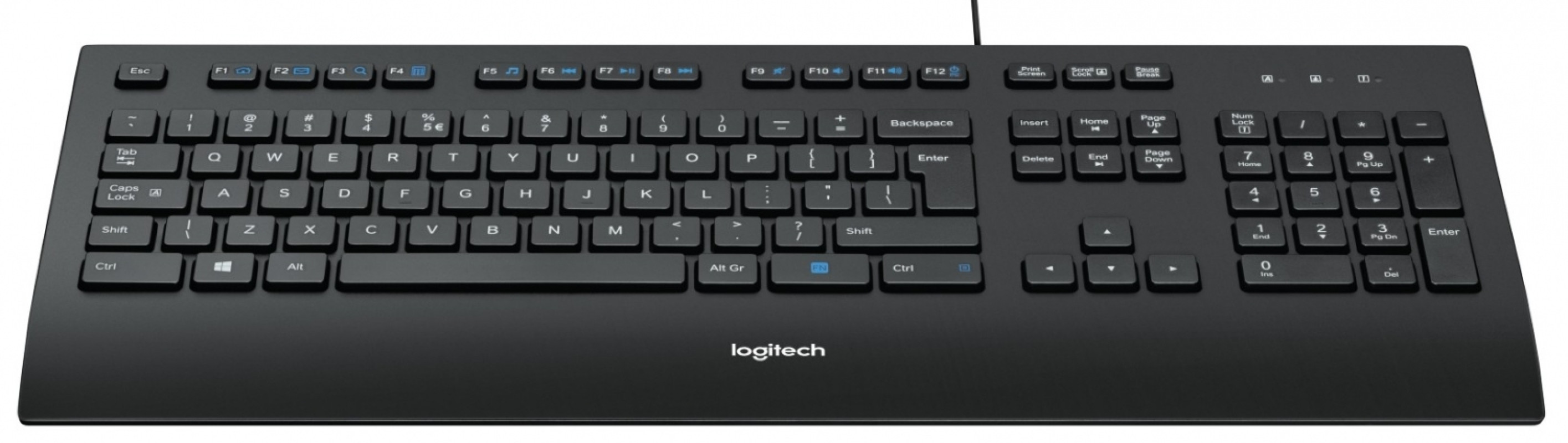 Klaviatūra ar vadu melna K280e USB US International Logitech